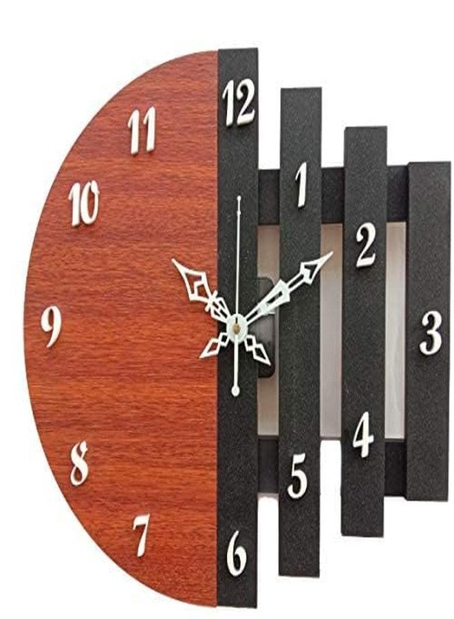 Unique Craft 3D Wooden Antique Analog Wall Clock for Home & Office Dcor (Brown & Black, 30.5 x 30.5 cm, Round) - Image 1